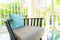 pillow decoration on patio chair on balcony Royalty Free Stock Photo