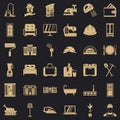 Comfortable place icons set, simple style