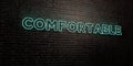 COMFORTABLE -Realistic Neon Sign on Brick Wall background - 3D rendered royalty free stock image