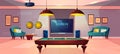 Recreation room in home basement cartoon vector Royalty Free Stock Photo