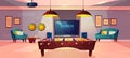 Recreation room in home basement cartoon vector Royalty Free Stock Photo