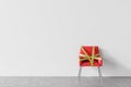 Red chair with barrier tape, lockdown easing Royalty Free Stock Photo
