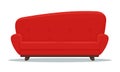 Comfortable red couch isolated on a white background. Cartoon illustration. Vector icon Royalty Free Stock Photo