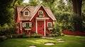 comfortable red dog house