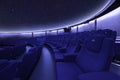Comfortable seats in the planetarium with stars projection Royalty Free Stock Photo