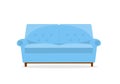 Comfortable sofa on a white background. Isolated blue sofa salon in the interior. Vector illustration Royalty Free Stock Photo