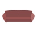 Comfortable sofa on white background. Isolated brown couch lounge in interior, furniture item