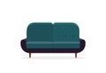 Comfortable sofa on white background. Isolated couch lounge in interior. Flat cartoon style vector illustration Royalty Free Stock Photo