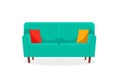 Comfortable sofa on white background. Isolated couch lounge in interior. Flat cartoon style vector illustration Royalty Free Stock Photo