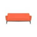 Comfortable sofa on white background. Isolated red couch lounge in interior. Flat cartoon style Royalty Free Stock Photo