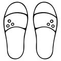 Comfortable summer shoes for women. Flip flops for spa. Vector illustration. Rubber slippers. Outline. Isolated.