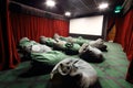 Comfortable unusual seats like sacks in movie thea