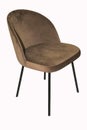 Comfortable velours brown armchair on white background. Interior element