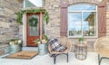 Comfortable wicker chairs on a veranda day light Royalty Free Stock Photo