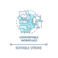 Comfortable workplace blue concept icon