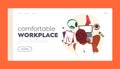 Comfortable Workplace Landing Page Template. Female Character Student or Freelancer Working or Studying on Laptop Royalty Free Stock Photo