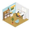 Comfortable workplace - modern vector colorful isometric illustration Royalty Free Stock Photo