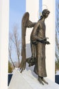 Comforting angel - fragment of monument to liquidators of Chernobyl accident. Omsk, Russia.