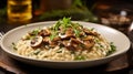 Comforting bowlful of mushroom risotto Royalty Free Stock Photo