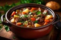 Comforting and hearty soups and stews. Soup or stew of meat and vegetables seasoned with paprika and other spices. Generative AI