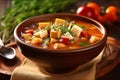 Comforting and hearty soups and stews. Soup or stew of meat and vegetables seasoned with paprika and other spices. Generative AI