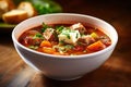 Comforting and hearty soups and stews. Soup or stew of meat and vegetables seasoned with paprika and other spices. Generative AI