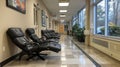 Comforting recovery area: ample sunlight, and cozy seating to facilitate patient recuperation Royalty Free Stock Photo