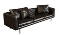 Comfy black leather three place sofa