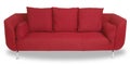 Comfy red couch sofa isolated with path