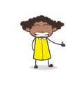 Comic African Young Girl Grimacing Face