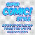 Comic alphabet set. Letters, numbers and figures for kids` illustrations, websites, comics, banners