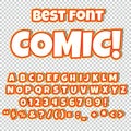 Comic alphabet set. Letters, numbers and figures for kids` illustrations, websites, comics