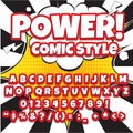 Comic alphabet set. Light color version. Letters, numbers and figures for kids' illustrations, websites, comics, banners