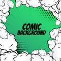 Comic background with clouds frame pop art