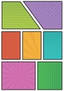 Comic background . Colorful comic panels layout with rays, dots, lines. Comic strip frame Royalty Free Stock Photo