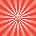 Comic background. Red Sunburst pattern. Sun rays abstract backdrop. Vector.