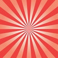 Comic background. Red Sunburst pattern. Sun rays abstract backdrop. Vector.