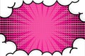 Comic background in retro pop art style. Stripe and dotted pink background decorated with clouds Royalty Free Stock Photo