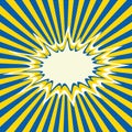 Comic background yellow blue ua rays flag color ukraine, cartoon explosion, lightning blast halftone dots Royalty Free Stock Photo