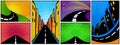 Comic backgrounds with cities, roads, highways and expressways