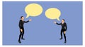 Comic balloon conversation characters. narration and verbal communication of two people