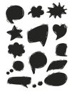 Comic black speech bubbles set vector in hand drawn style. Comic sketch explosions in doodle style. Empty speech Royalty Free Stock Photo