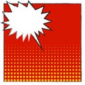 Comic book abstract page element template with yellow halftone dotted on red background. Blank white dialog window, speech bubble Royalty Free Stock Photo