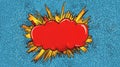 Comic book art style exploding pop speech bubble background