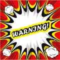 Comic book background Warning! sign Card Pop Art