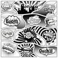 Comic book black and white page template divided by lines with speech bubbles. Vector Royalty Free Stock Photo