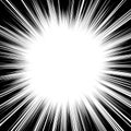 Comic book black and white radial lines background Sun ray or star burst element Zoom effect Square fight stamp for card Manga or