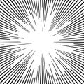 Comic book black and white radial lines background Sun ray or star burst element Zoom effect Square fight stamp for card Manga or Royalty Free Stock Photo