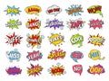 Comic book bubbles. Cartoon speech balloons with boom bang explosion, splash and poof, rumble and wham effects. Funny