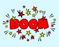 Comic book Cartoon - boom explosion. Splash with Stars